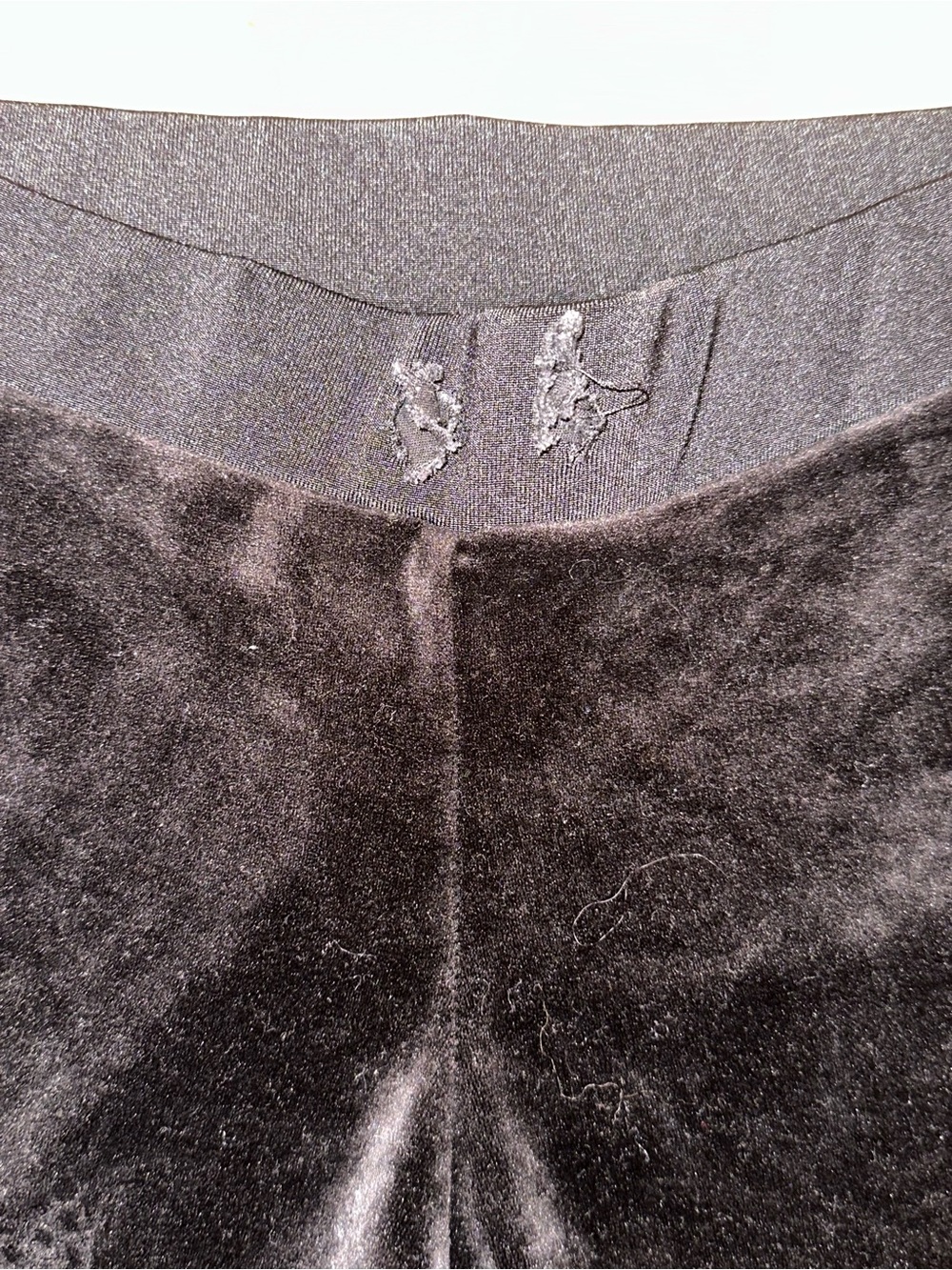 Y2K Distressed Juicy Couture Black Rhinestone Velour Pants - Picture 5 of 10